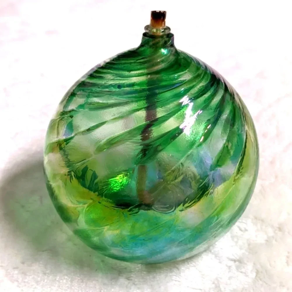 Vintage 1980's Artisan Made Glass Blown Oil Candle - Picture 4 of 7